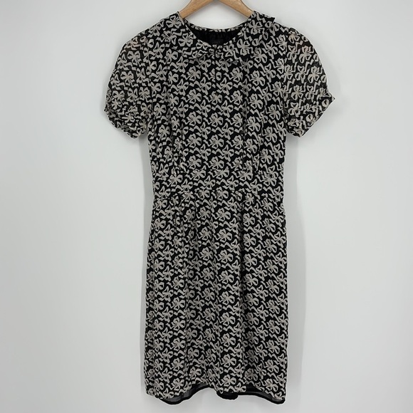 J. Crew Bow Short Sleeve Silk Chiffon Dress Peter Pan Collar Women’s Size 0 - Picture 3 of 12